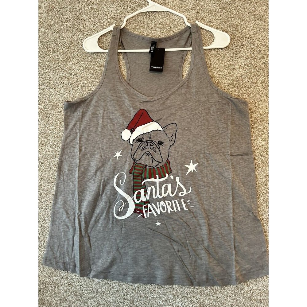 Torrid Tank Top Christmas Santa's Favorite Dog Sleep Shirt Tee Size Large (0)